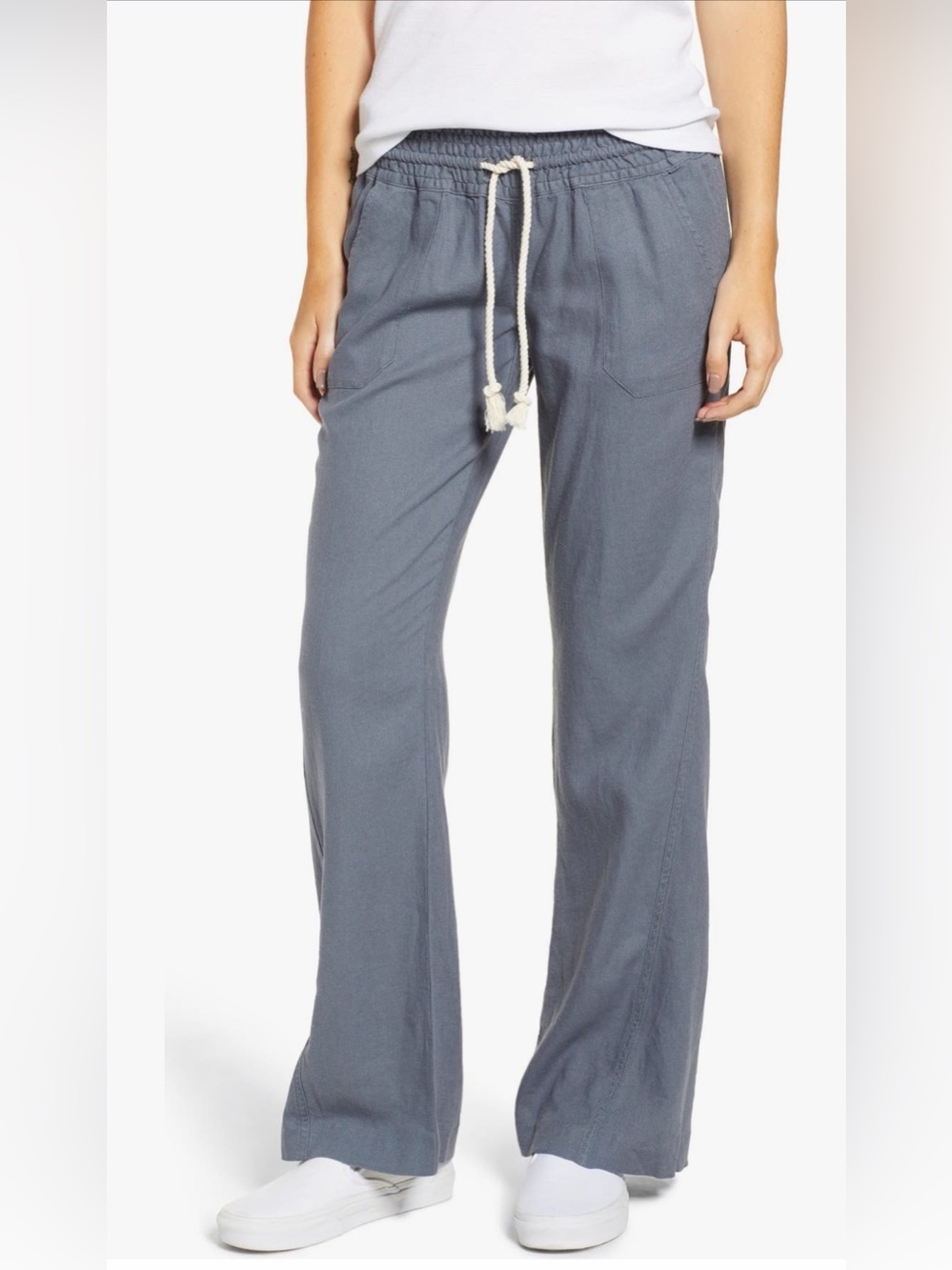 NWT Roxy Oceanside Linen Blend‎ Beach Pants Blue